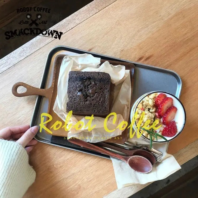 Nordic Stainless Steel Rectangular Coffee Shop Pallet Storage Disk Net Snack Cake Dish Dining Dessert Plate Kitchen Dish Tray