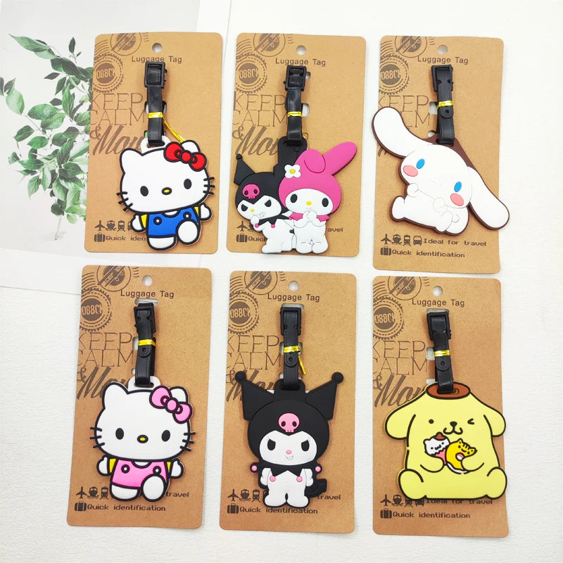 KUROMI Cinnamoroll Luggage Label Travel Luggage Tag Hello Kitty Suitcase ID Address Holder Baggage Boarding Portable Ticket