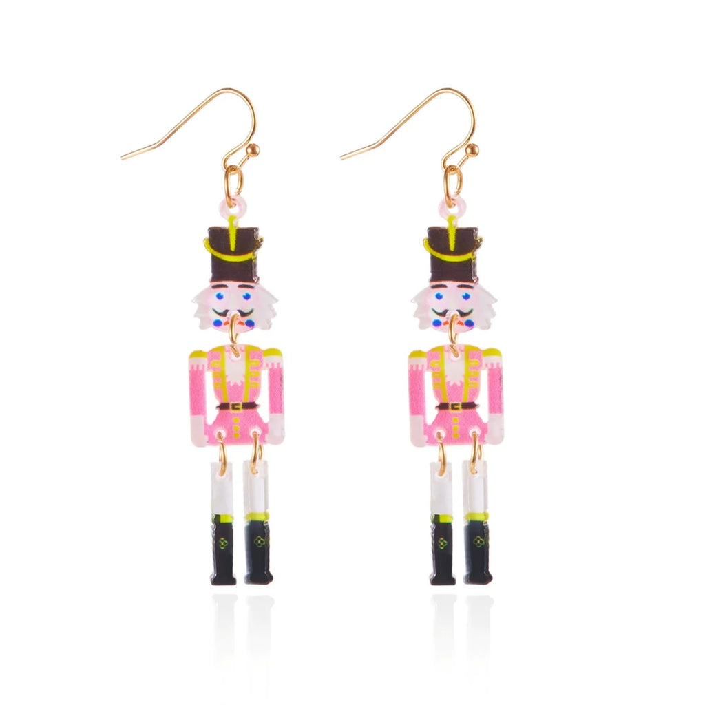 Christmas Acrylic Heart Santa Claus Deer Candy Crutch Xmas Tree Soldier Drop Earrings Cute Holiday Jewelry For Women Men Gifts