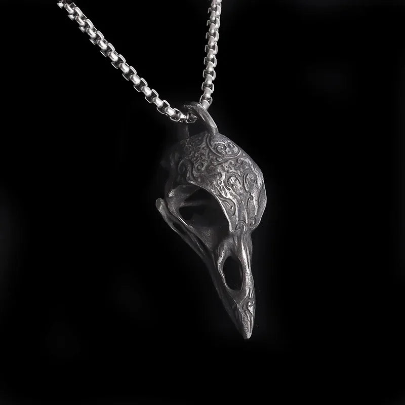 Retro Nordischer Stil Krähenschädel Anhänger Tier Vogel Halskette für Herren Personalisierter Schmuck Glücksbringer Geschenk