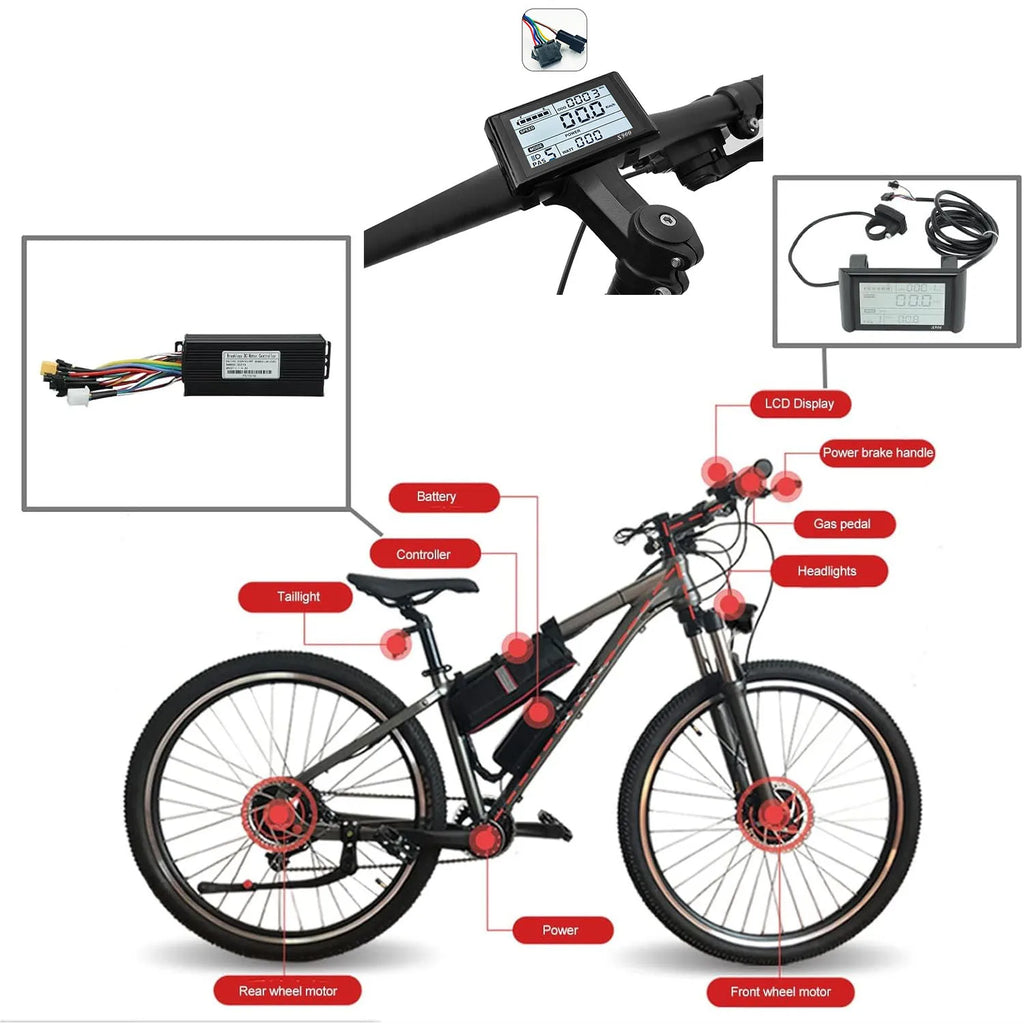 26A/30A/40A/45A E-Bike Controller Set With SW900 Meter 36V 48V 52V For 750W 1000W Brushless Motor Sine Wave Tri-Mode E-Scooter