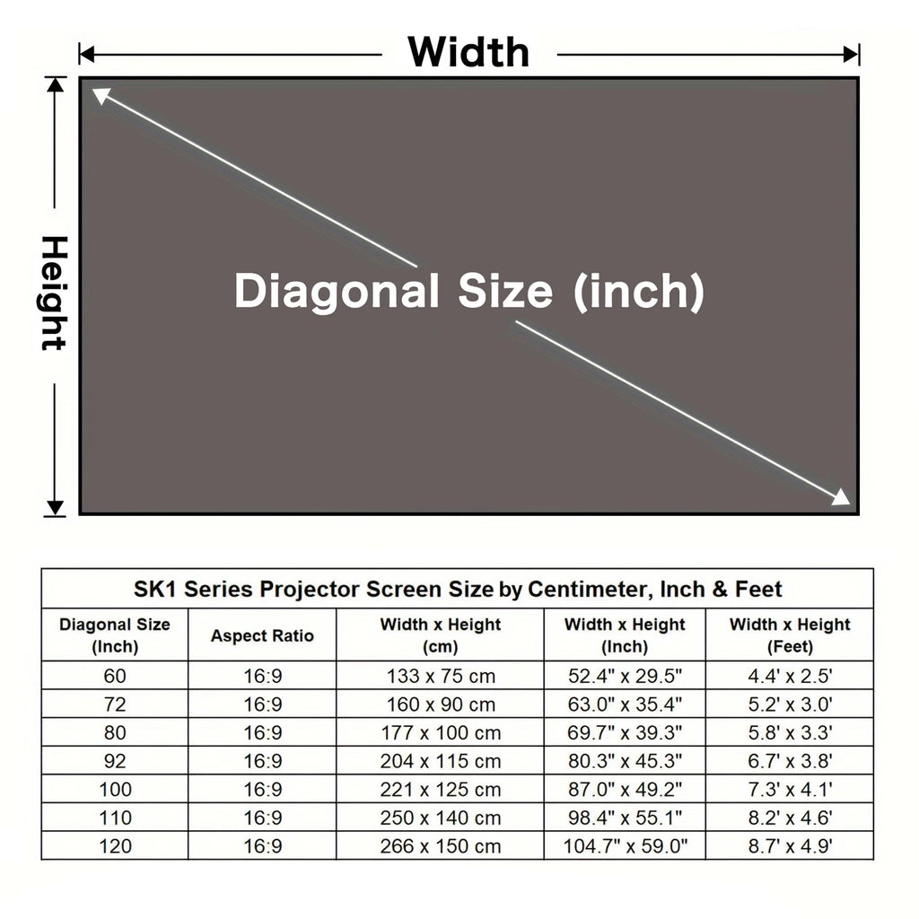 Portable Projector Screen 16:9 Foldable Projection Screens Home Cinema House Indoor Outdoor Theater 4K HD 1080P Anti Light Flat