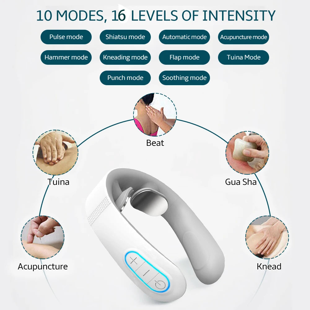 TENS Pulse Back Neck Massage 4 Models Electric Smart Shoulder Cervical Massager Muscle Beating Health Care Tool