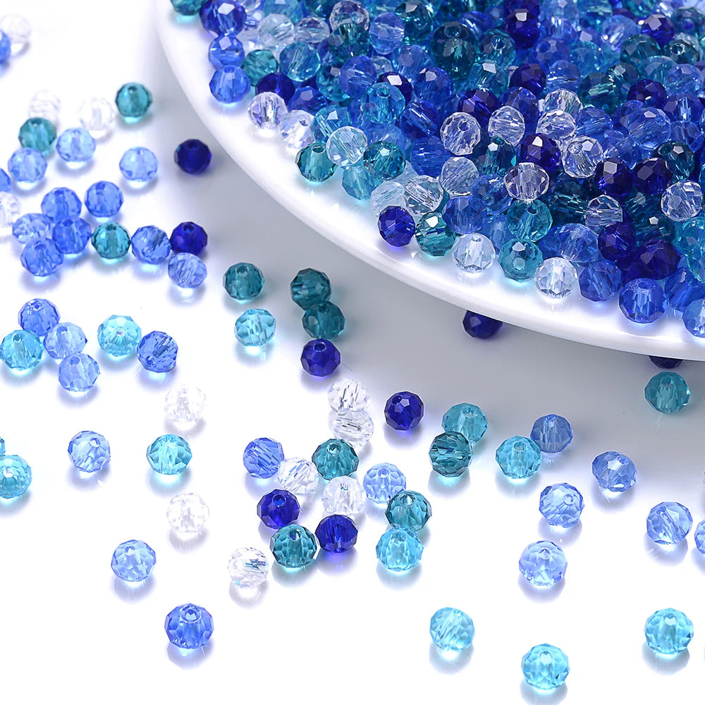 Cicifu Mix Green 3/4/6mm 40/120pcs Rondelle Austria Faceted Crystal Glass Beads Round Loose Beads for Jewelry Making Finding