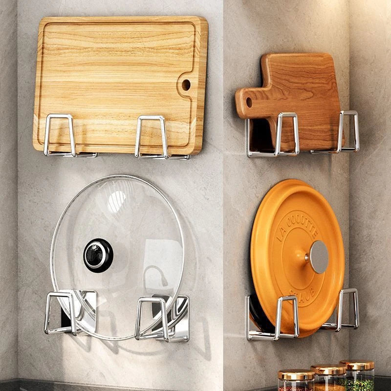 New 4PCS Kitchen Storage Rack Wall Mounted Pot Cover Rack Cabinet Bottom Cutting Board Rack Vegetable Board Storage Rack