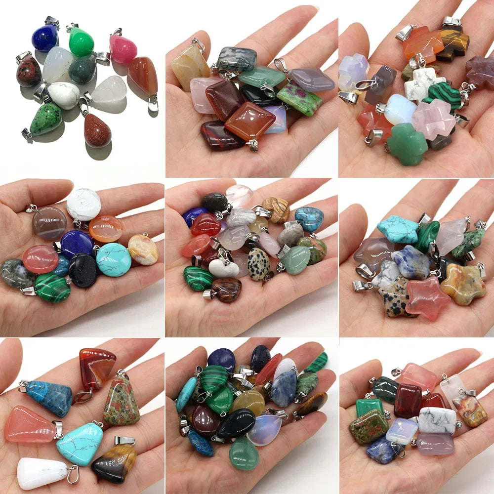 12 stuks Natuursteen Hanger Mengkleure Vroue Natuurlike Juweelbedels pas DIY Halssnoer Maak Groothandel Veelvuldige Vorme