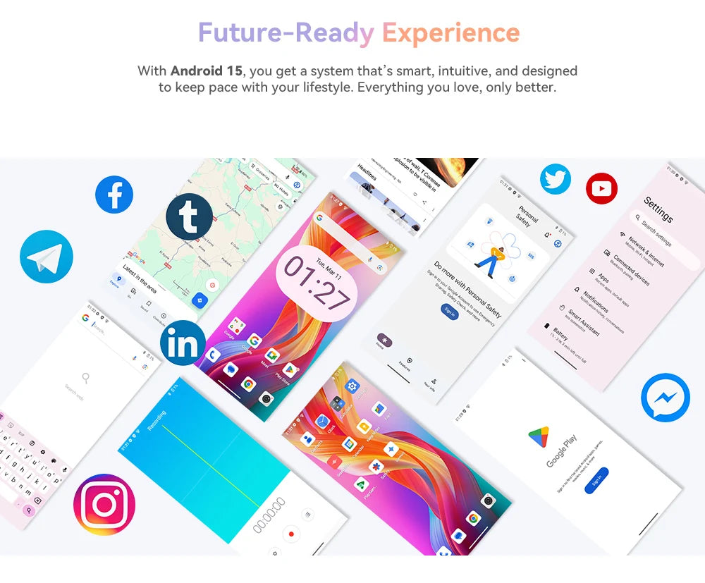 Cubot Smartphone Android 15 A40, 12GB RAM+256GB ROM, 6.88-Inch 120Hz Screen,Octa-core, 48MP Camera, 5100mAh Battery,NFC,Face ID