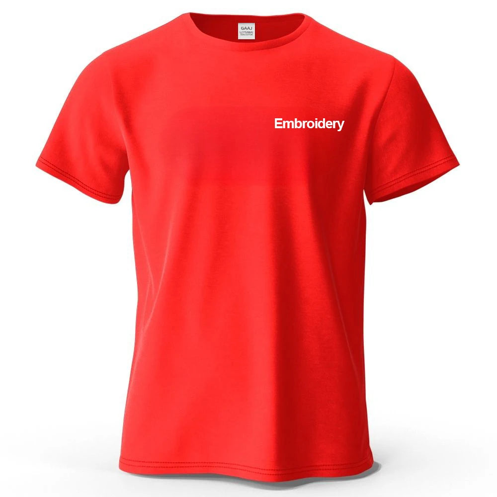 Custom Embroidery T Shirt Premium 100% Cotton T shirt Diy Your Own Design Brand Company Team Pet Animal Logo Men Women Tee Tops