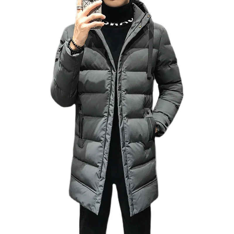 Men's Mid-Length Thickened Winter Jacket Duck down Cotton Coat Warmth Style 2023 New Fashion Trend Youth Casual Cleanfit