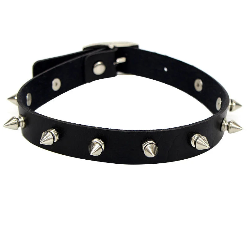 Harajuku Punk Rock Gothic Choker Necklace Women Sexy PU Leather Heart Lock Key Spike Collar Chocker Gothic Cosplay Accessories