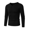 Men's Pullover V Neck Knitted Sweaters Solid Color Long Sleeve Jumper Lightweight Casual Business Pullover Slim Fit Sweater