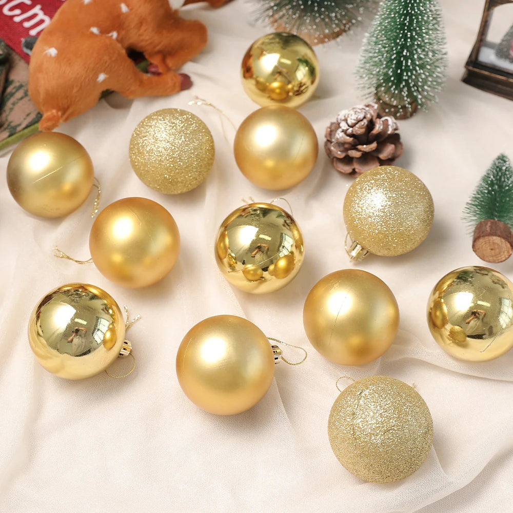 24Pcs/Box 3-4cm Christmas Balls Christmas Tree Ornament Ball Xmas Hanging Tree Pendant Home Party Decor New Year Gifts