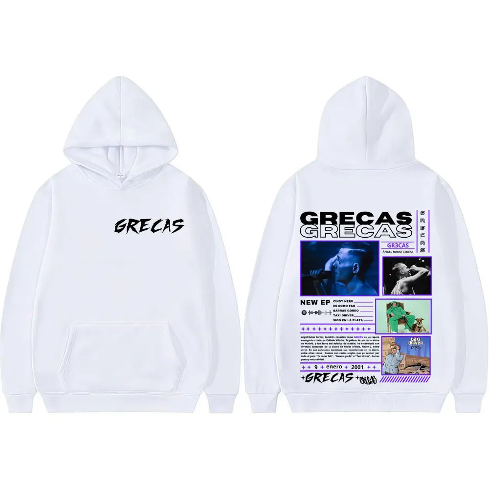 Rapper Grecas Album Tour 2025 Graphic Hoodies Men Women Harajuku Street Hip Hop Hoodie Loose Vintage Long Sleeve Sweatshirt Tops