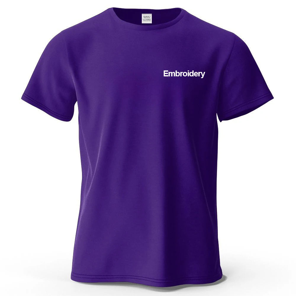 Custom Embroidery T Shirt Premium 100% Cotton T shirt Diy Your Own Design Brand Company Team Pet Animal Logo Men Women Tee Tops