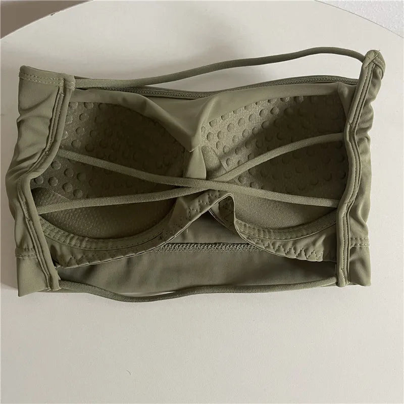 Seamless Tube Top Ice Silk Sexy Wrap Chest for Women Push Up  Bras Strapless Underwear Solid Color  Bralette Lingerie Tops
