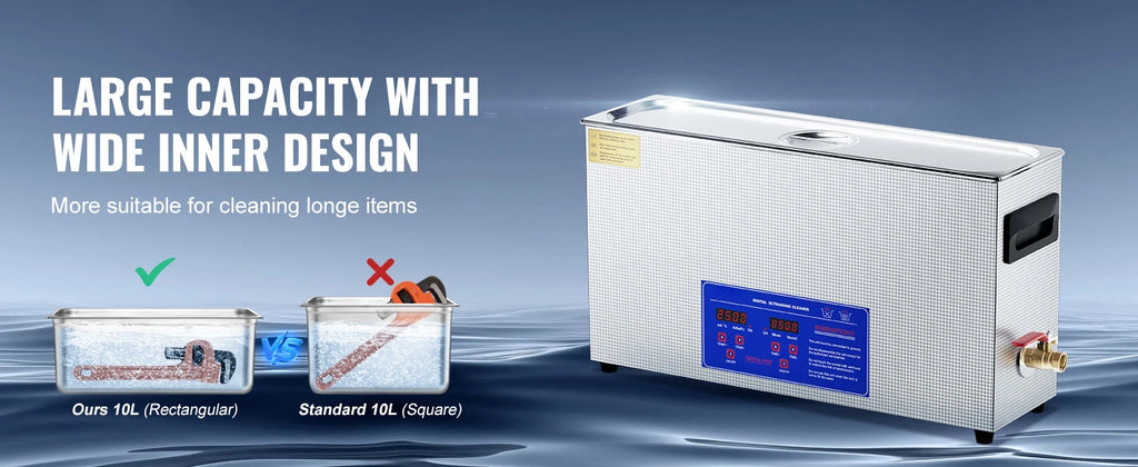 SucceBuy 10L Ultrasonic Cleaner 300W 40kHz Professional Ultrasound Cleaning Machine with Timer & Heater for Gun Automotive Parts