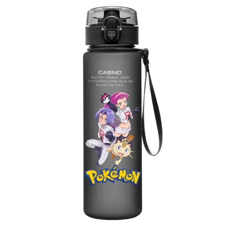 560ML Pokemon Water Cup Pikachu Mewtwo Gengar Portable Plastic Cartoon Outdoor Sports Large Capacity Travel Hiking Water Bottle