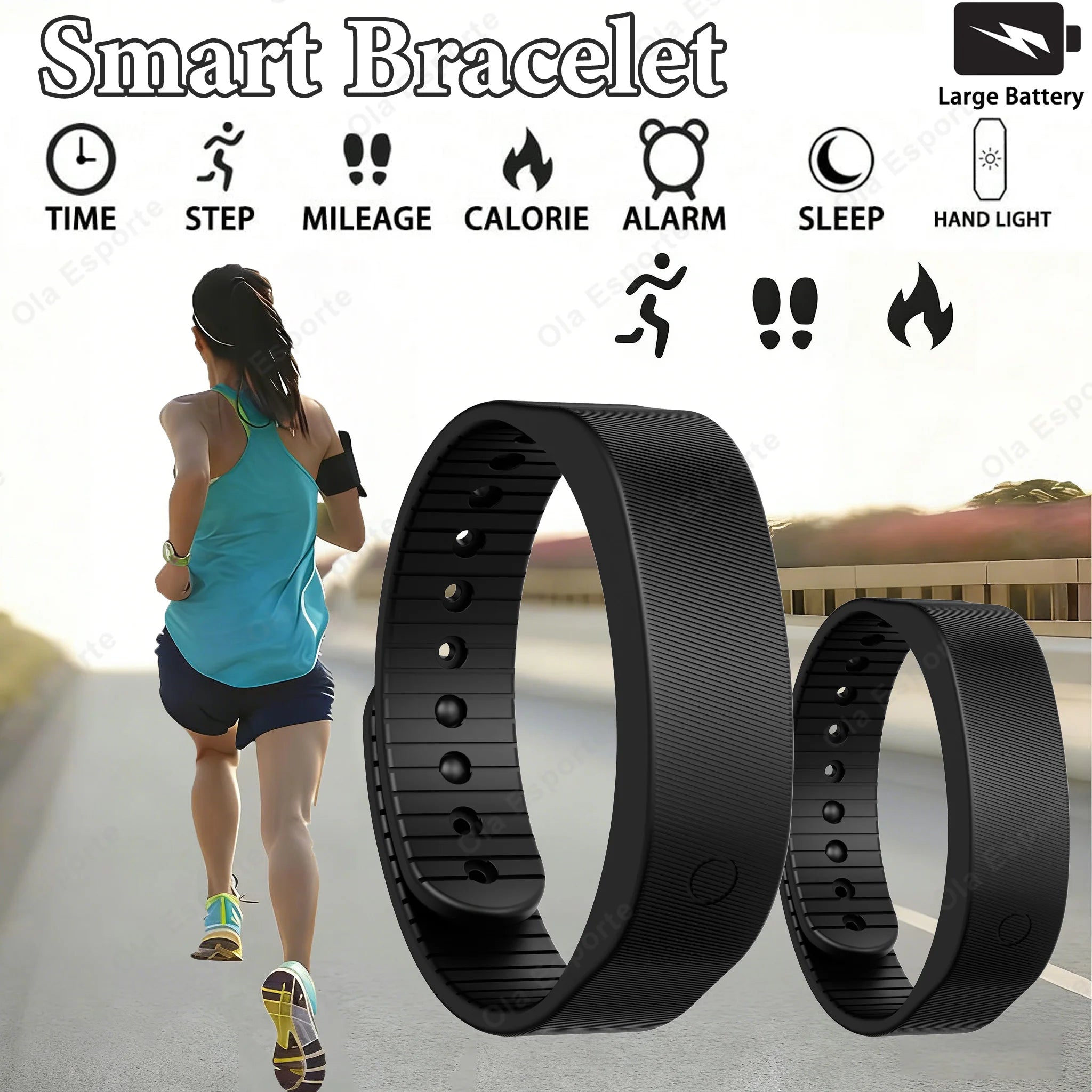 Smart Bracelet Fitness Tracker Step Counter & Sleep Monitor Activity Tracker Pedometer Calorie Counter Alarms Men Women 55020FUD
