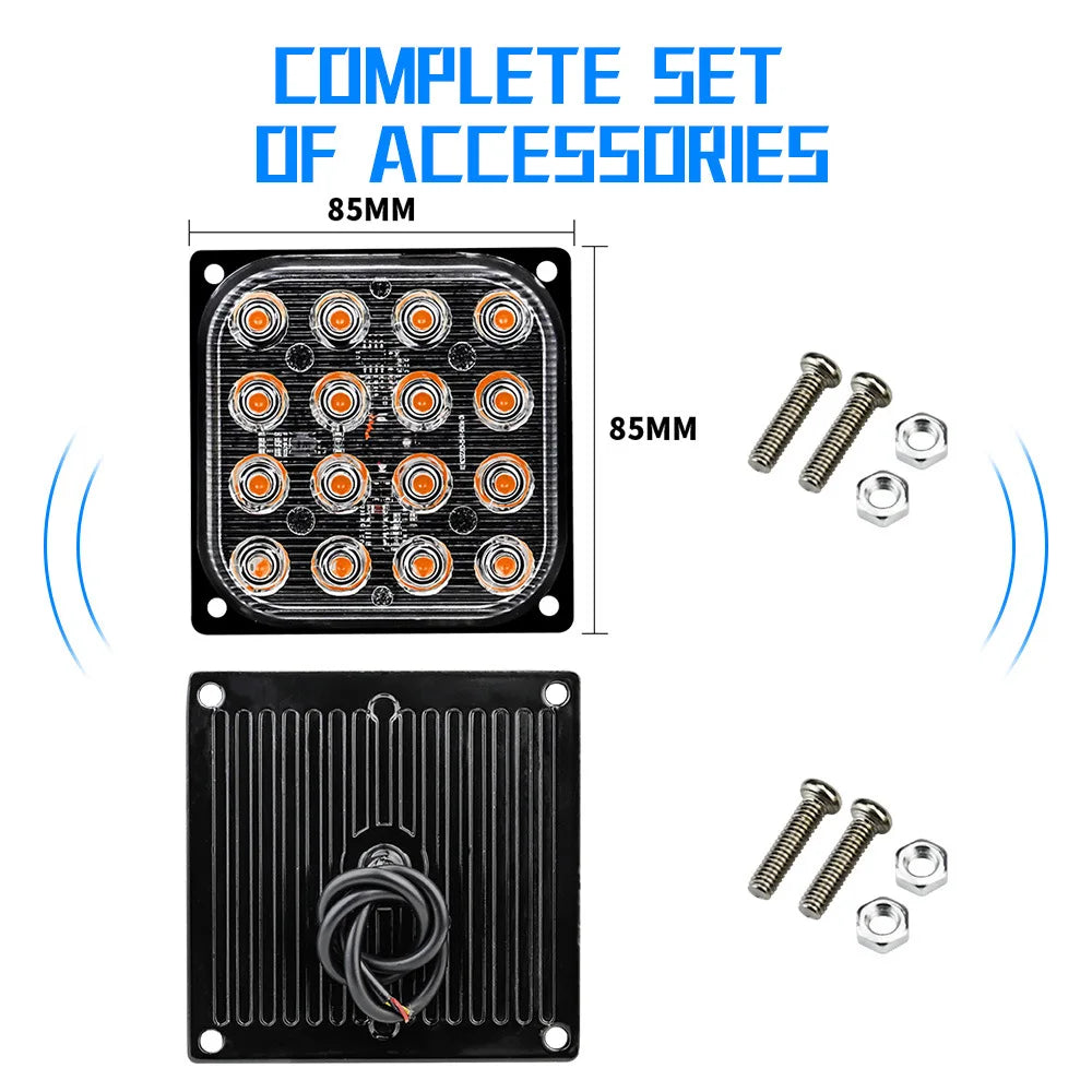 1x Truck 12V 24V 16smd LED Strobe Warning Light Strobe Grille Flashing Lightbar Car Beacon Lamp Amber Yellow White Traffic Light