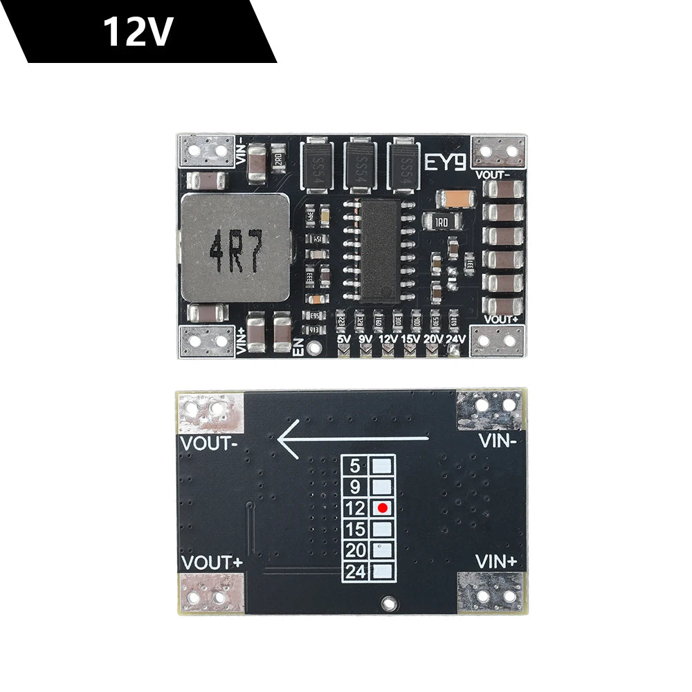DC-DC 5-15V to 5V/9V/12V/24V Fixed Voltage Output Boost Power Module 5A High-Power Lithium Battery Boost Module