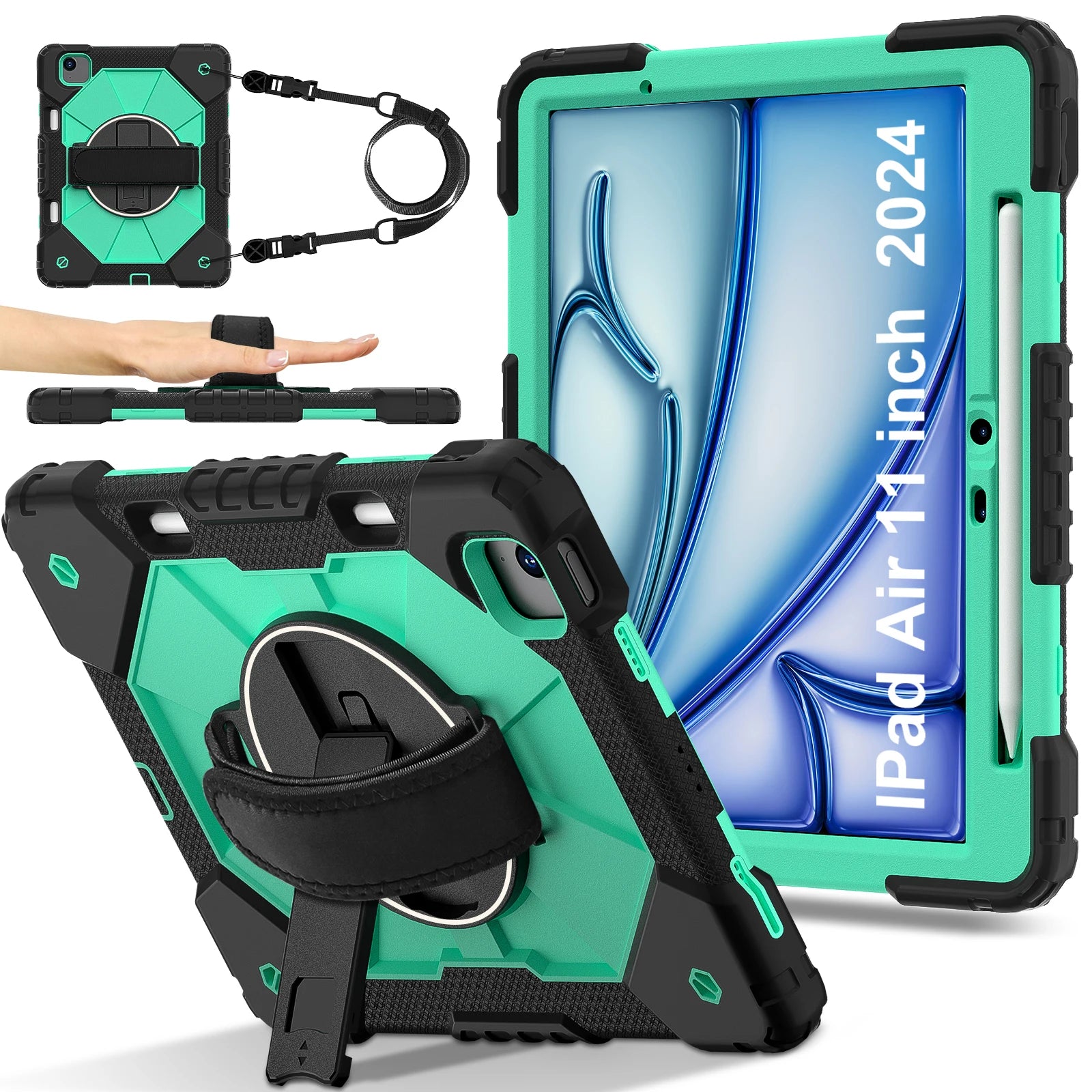 360 Rotatable Hybrid Case iPad 10th 11th Generation A16 7/8/9th 10.2 9.7 Pro 11 Air 13 M2 M3 M4 Air 5 4 10.9 Mini 7 6 5 Cover