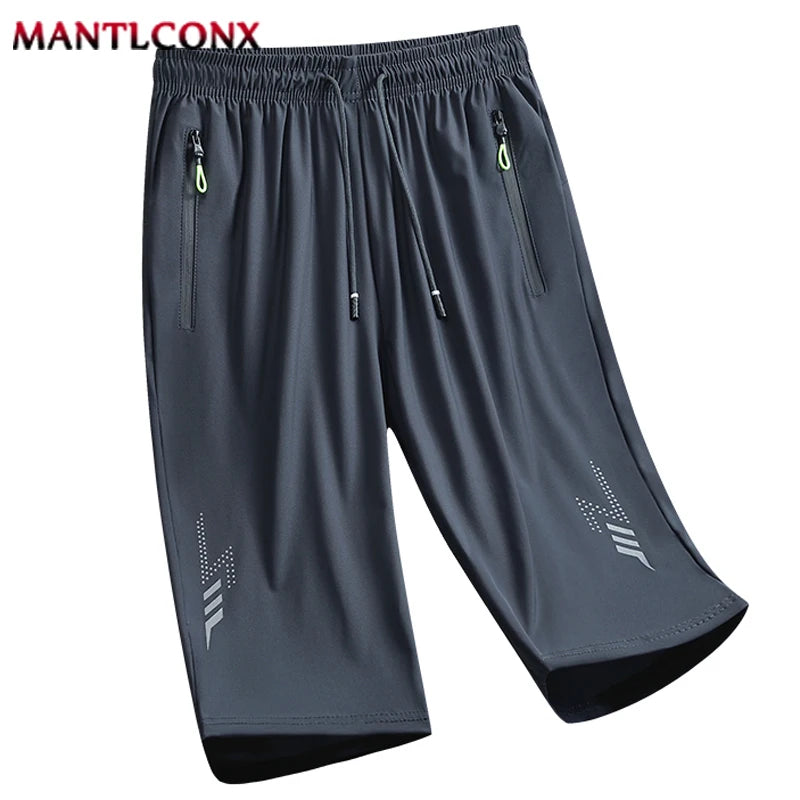 Quick Dry Shorts Men Summer Thin Short Pants Running Sports Bottom Gym Fitness Beach Zipper Pocket Loose Short Sweatpants Men