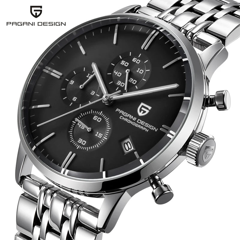 2025 New PAGANI DESIGN Business Men's Quartz Watch 46mm Brand Stainless Steel Waterproof Automatic Chronometer Relogo Masculino