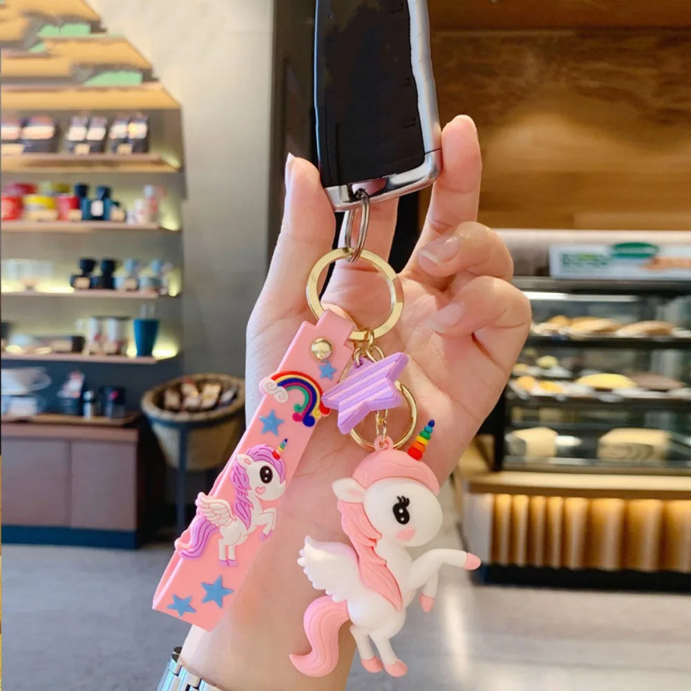 Cartoon Rainbow Horse Key Ring Cute Unicorn Car Keychain Pendant Fashion Creative Trend Bag Pendant Gift Key RingGiftAccessories