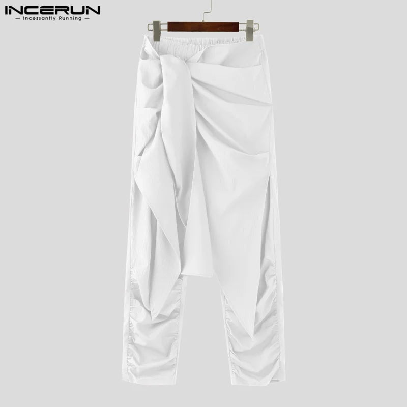 Fashion INCERUN Summer Spring Men Casual Pants Harem Pant Pleated Long Trousers Streetwear Oversize Men's Clothing S-5XL