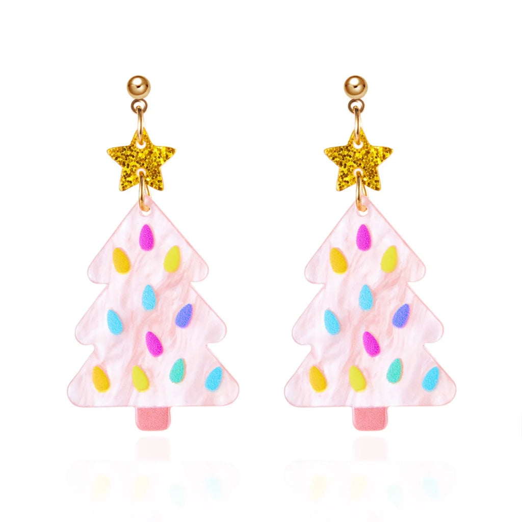 Christmas Acrylic Heart Santa Claus Deer Candy Crutch Xmas Tree Soldier Drop Earrings Cute Holiday Jewelry For Women Men Gifts