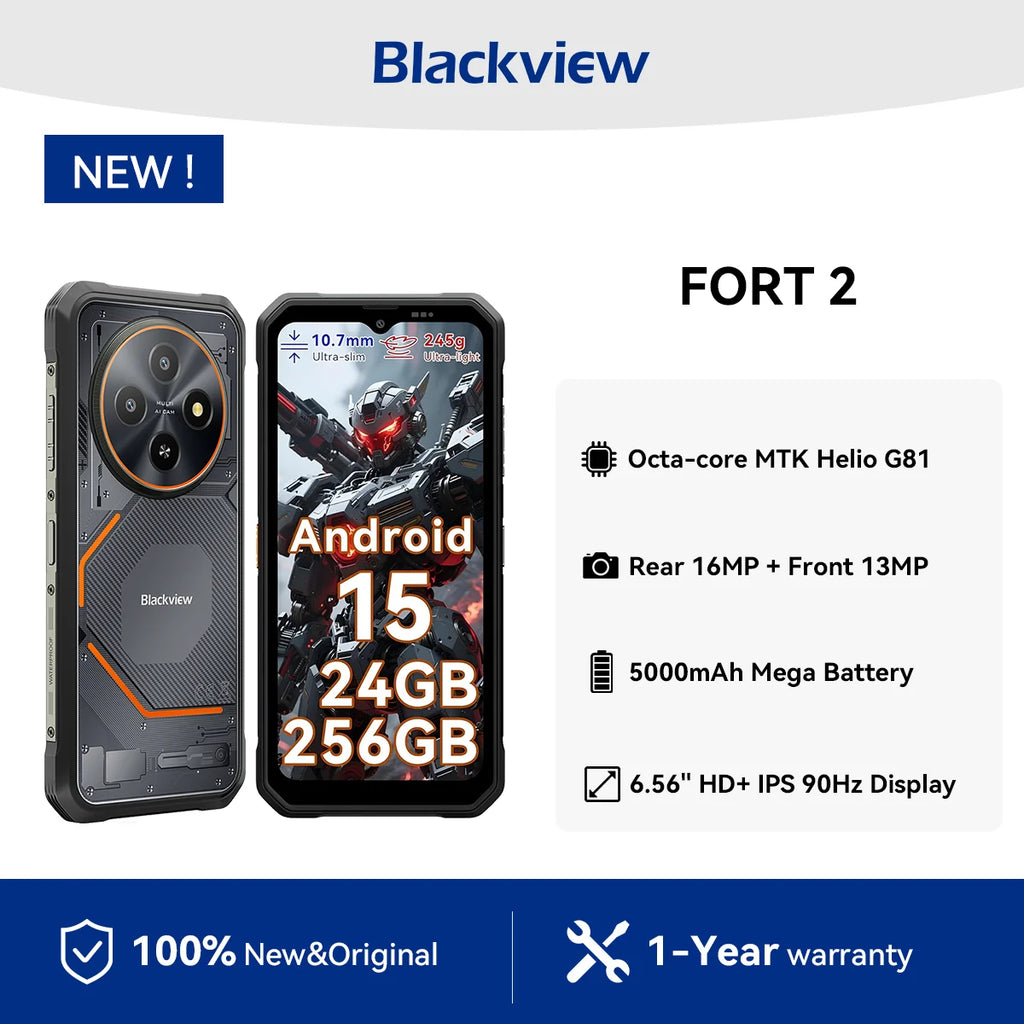 OSCAl Blackview FORT 2 Smartphone, 6.56" HD+ IPS Display,MediaTek Helio G81 Processor,5000mAh Battery,Rugged Mobile Phone