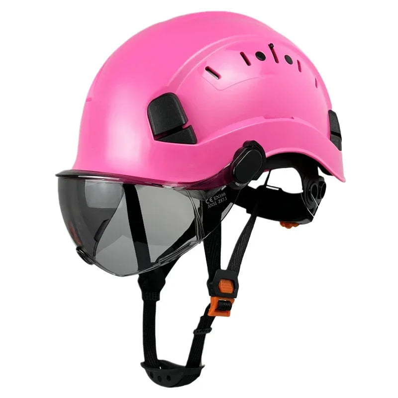 Safety Helmet With Goggles Men's Construction Hard Hat High Quality ABS Protective Helmets Work Cap For Working Climbing Riding
