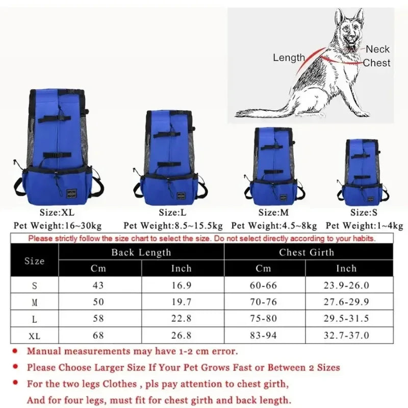 Adjustable Durable Dog Backpack Carrier Breathable Large Size Outdoor Bag Hiking Camping Travel Use for Medium Large Pet Breeds
