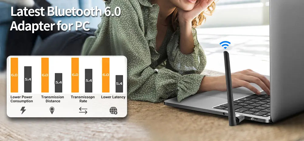 200 Meter Bluetooth Adapter USB Bluetooth 6.0 Dongle for PC Speaker Wireless Mouse Keyboard Music Audio Receiver USB Transmitter