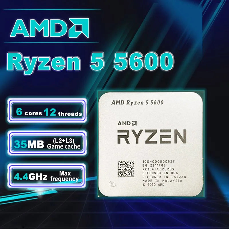 NEW AMD Ryzen 5 5600 R5 5600 3.5 GHz 6-Core 12-Thread CPU Processor 7NM L3=32M 100-000000927 Socket AM4 No Fan