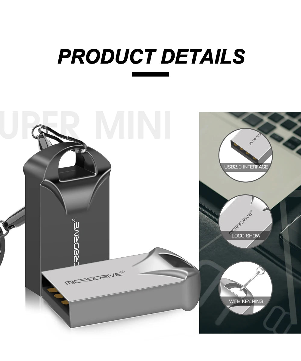 Super Mini USB Flash Drive pen 4GB 8GB 16GB 32GB 64GB 128GB with Key Ring Micro memory sticks Pen Drive USB Stick Car pendrive