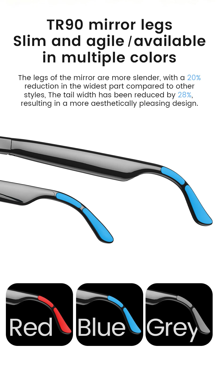 Smart Audio Glasses Voice Calls and Listening To Music Electrochromic Lenses Magnetic Charging Light and Convenient Smartglasses