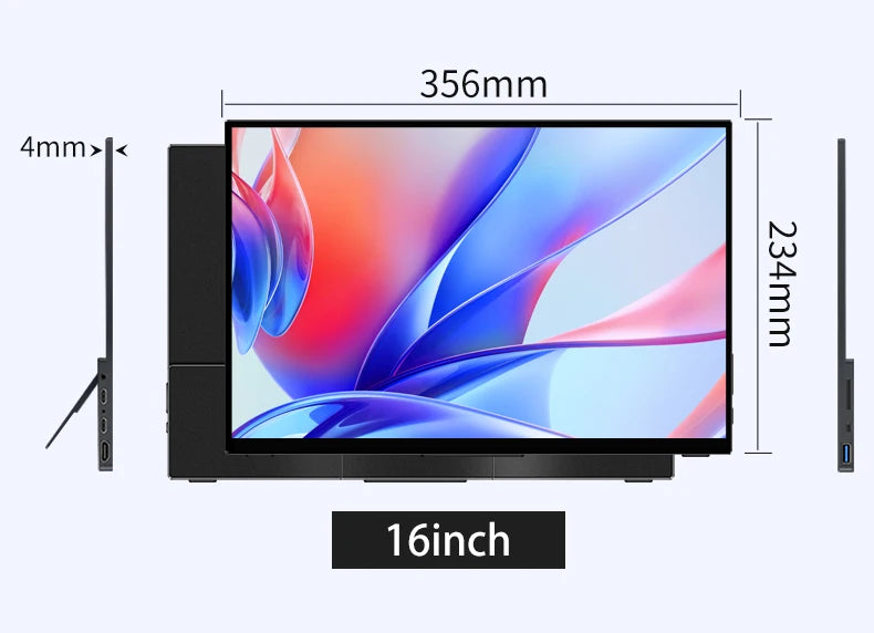 VCHANCE 16 Inch 2.5K Portable Monitor 16:10 2560*1600p 100%DCI-P3 500Nit Travel Second Gaming Display for Laptop Xbox Switch ps4