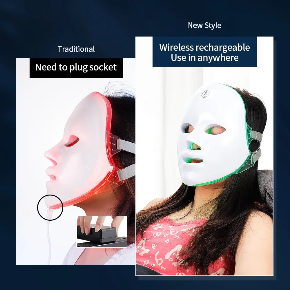 Face and Neck Beauty Machine LED Facial Mask Photon Neck Mask with 7 Colors Skin Care Massager