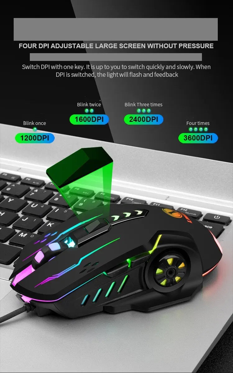 USB Wired Gaming Mouse Mechanical Mice USB Luminous Light Mouse Adjustable Optical Gamer Mouse for PC Computer Game