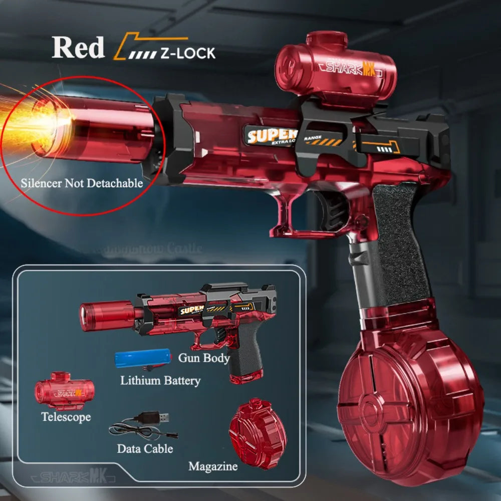 Simulated Flame Electric Water Gun Large Capacity Summer Beach Swimming Pool Outdoor Water Fighting Toy for Children Adults Gift