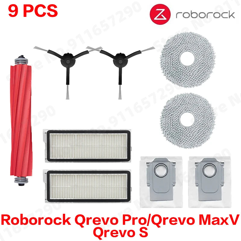 Roborock Qrevo Pro/Qrevo MaxV/Qrevo S Robot Vacuum Spare Parts Main Side Brushes Mop Cloths HEPA Filters Dust Bags Accessories