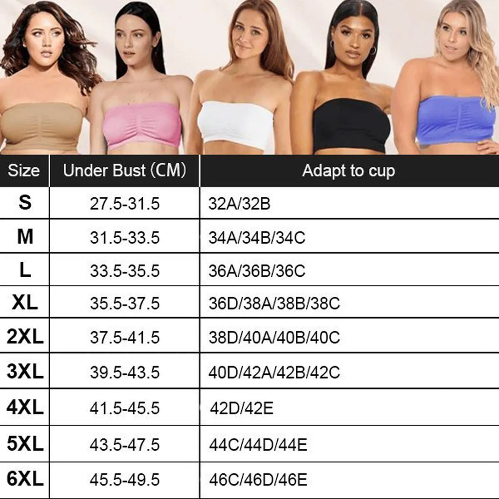 Ladies' Stretch Strapless Bra Fashion Solid Color Invisible Beauty Back Anti-slip Bra Suitable For One-Shoulder Top and Dress