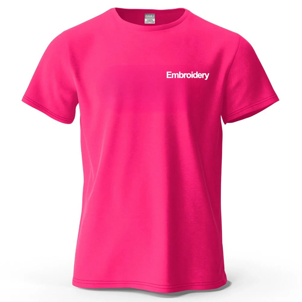 Custom Embroidery T Shirt Premium 100% Cotton T shirt Diy Your Own Design Brand Company Team Pet Animal Logo Men Women Tee Tops