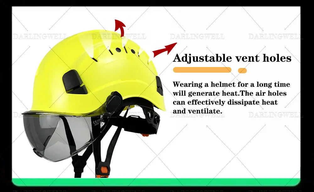 Safety Helmet With Goggles Men's Construction Hard Hat High Quality ABS Protective Helmets Work Cap For Working Climbing Riding