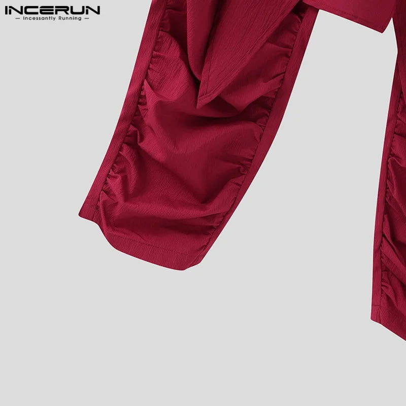 Mode INCERUN Somer Lente Mans Informele Broek Harembroek Geplooide Langbroek Straatdrag Oormaat Mansklere S-5XL