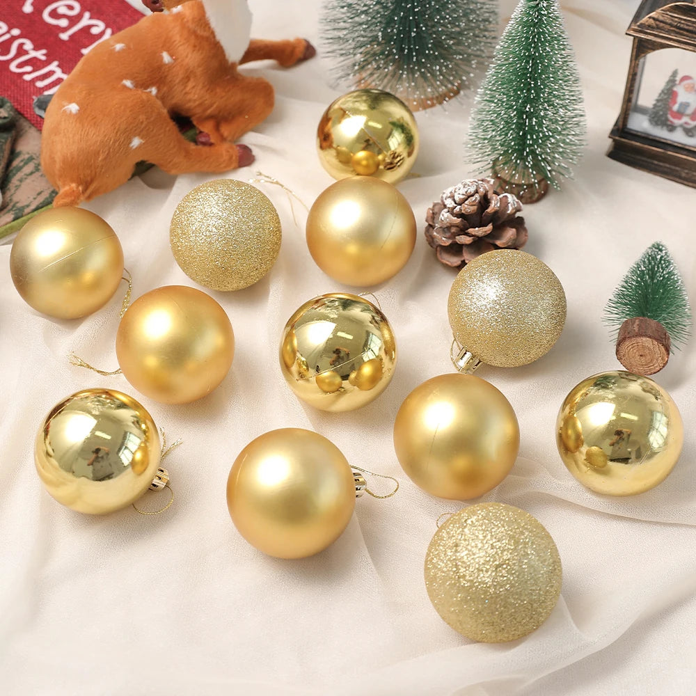 24Pcs/Box 3-4cm Christmas Balls Christmas Tree Ornament Ball Xmas Hanging Tree Pendant Home Party Decor New Year Gifts