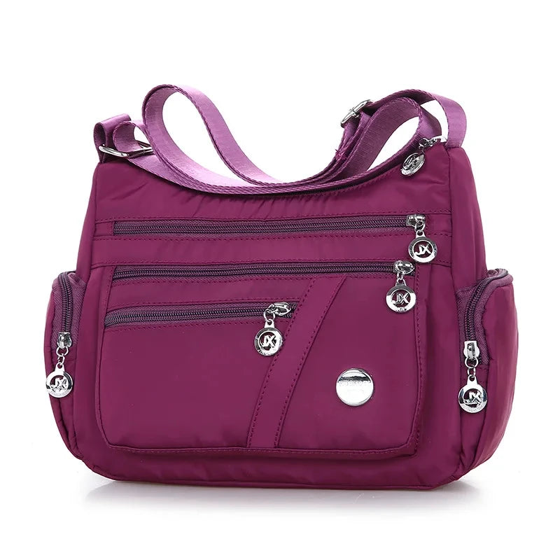 Large Capacity Waterproof Nylon Shoulder Bag Multi-Pocket Crossbody Bag Female Bag Shopping Travel Lady Handbag Leisure Purse