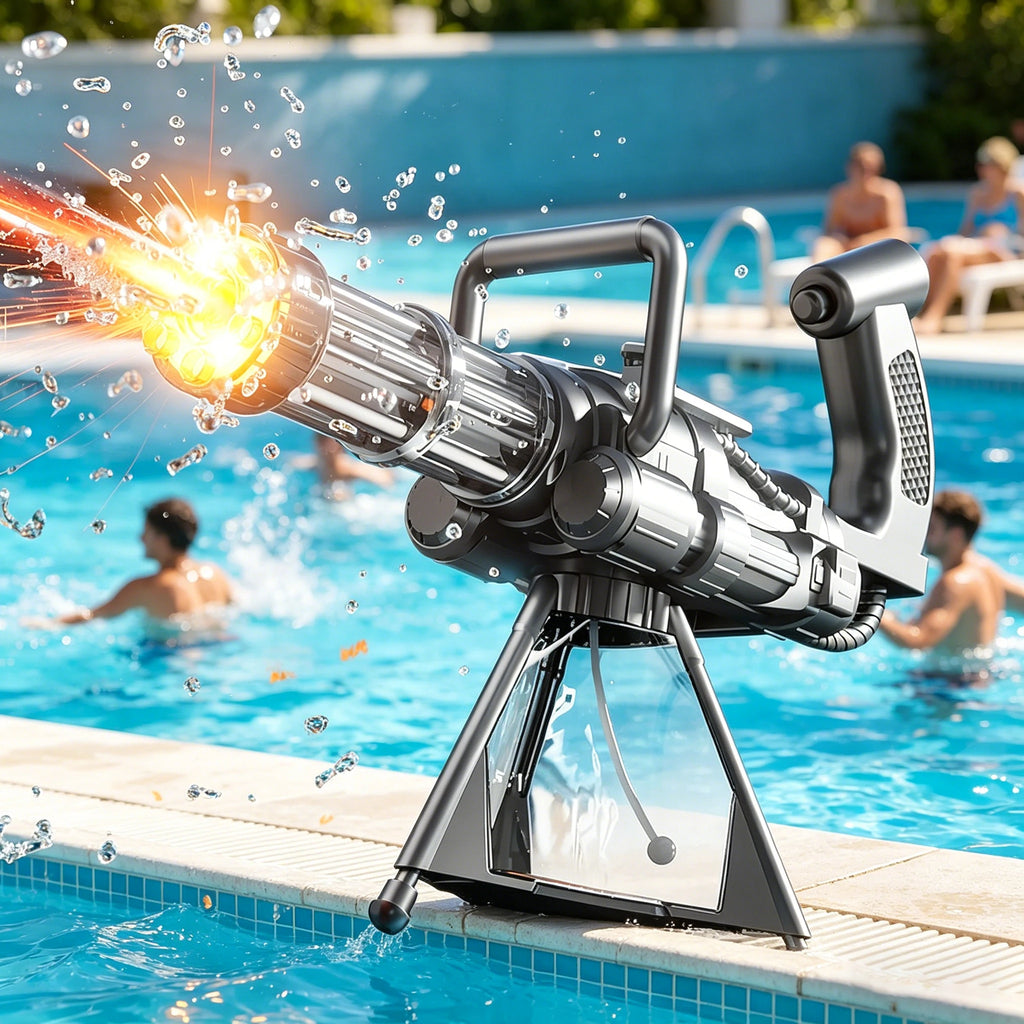 Electric Gatling LED Light Water Gun High-Speed Continuous Burst Rotating Summer Outdoor Beach Pool Party shooting Toy Gift