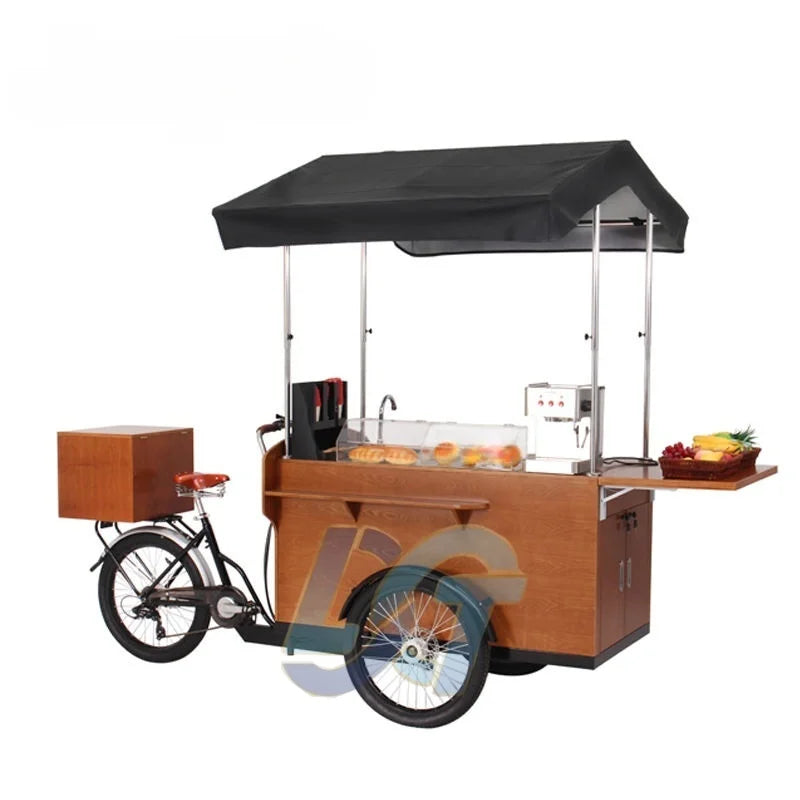Coffee Bike Electric Mobile Coffee Bike Electric Tricycle Coffee 3-Wheel Business Bicycle Tricycle Fast Food Cart Food Bike